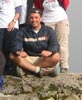 Pete cross-legged... on top of Ben Nevis