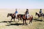 Woolfy and Ruth lead the posse. Where's that bloody bull?